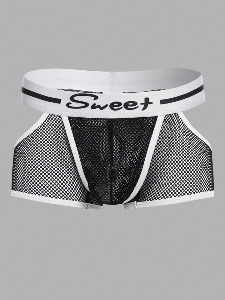 S25-42 Men's Cutout Underwear With Letter Elastic Band