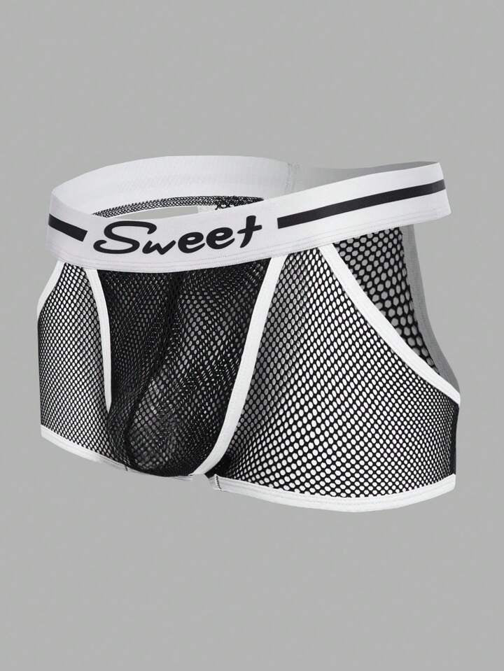 S25-42 Men's Cutout Underwear With Letter Elastic Band