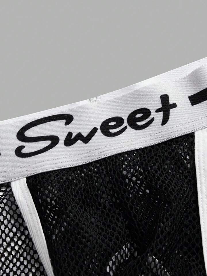 S25-42 Men's Cutout Underwear With Letter Elastic Band