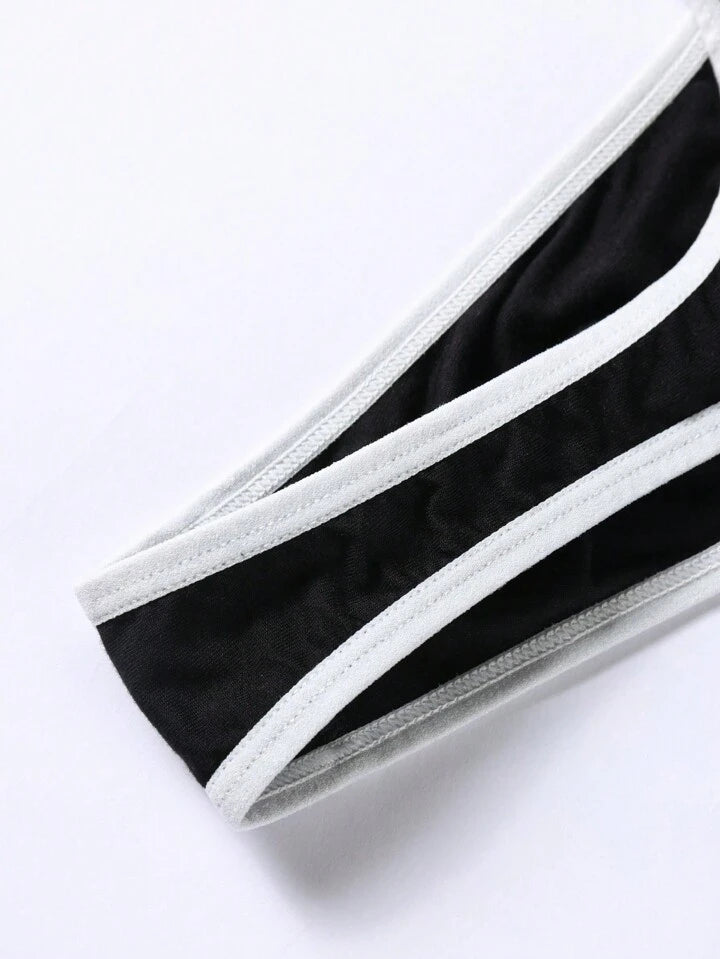 S25-44 Men Contrast Binding Cut Out Thong